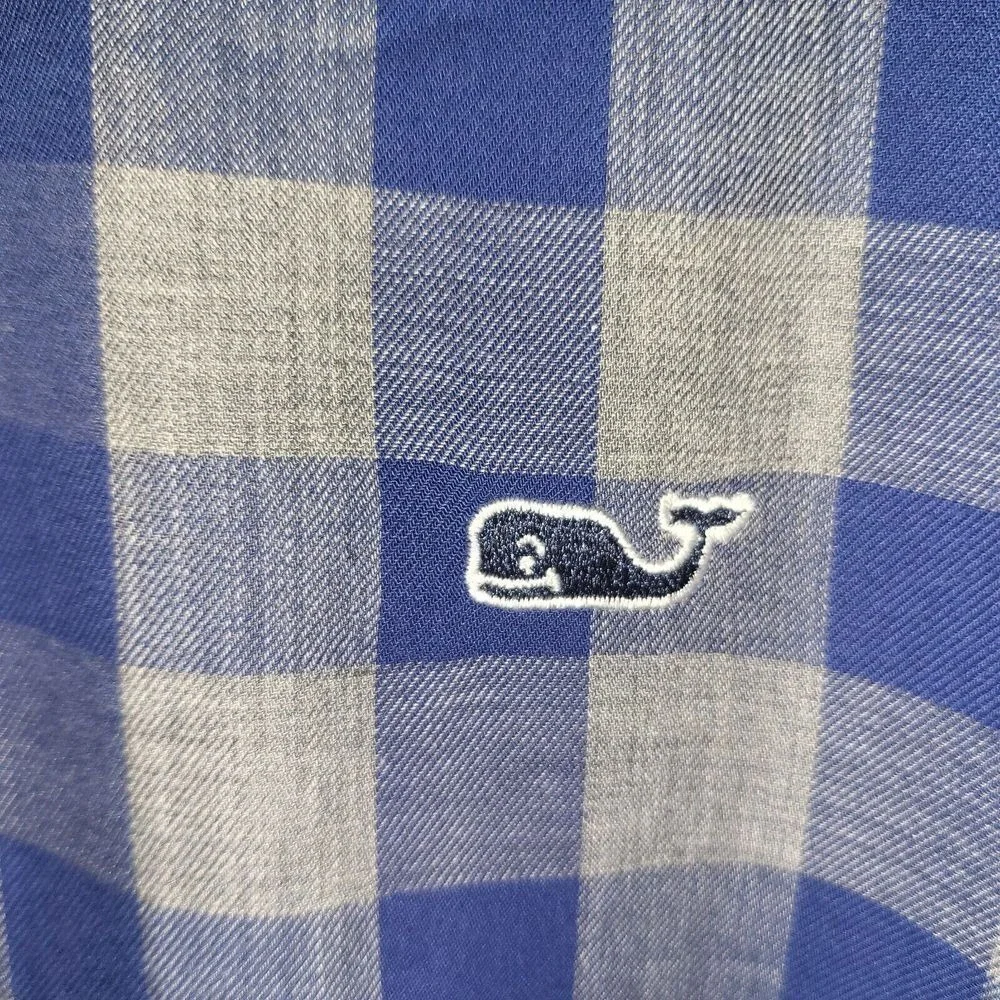 Vineyard Vines Button Down Mens XL Blue Gingham Whale Shirt Slim Fit Long Sleeve